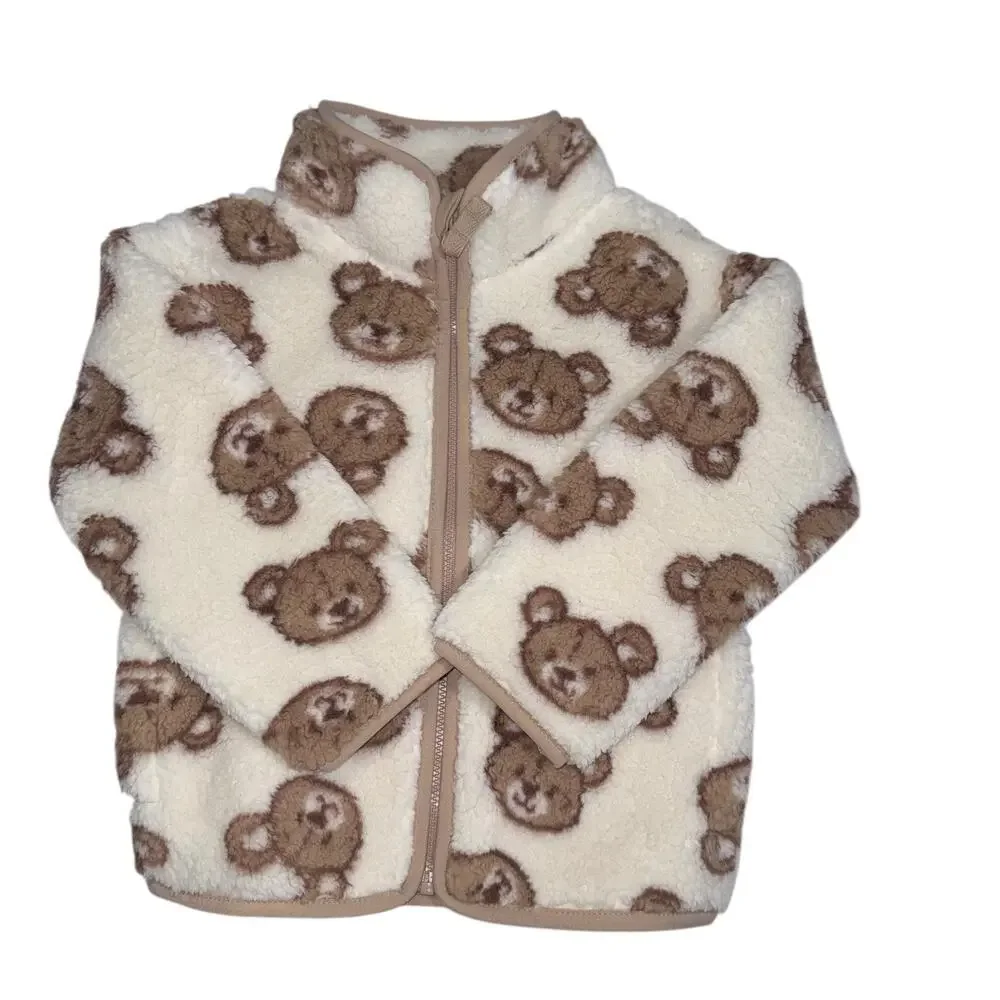 Fleece Jacket unisex Brown and Beige Jumping Beans High Pile SZ/3T